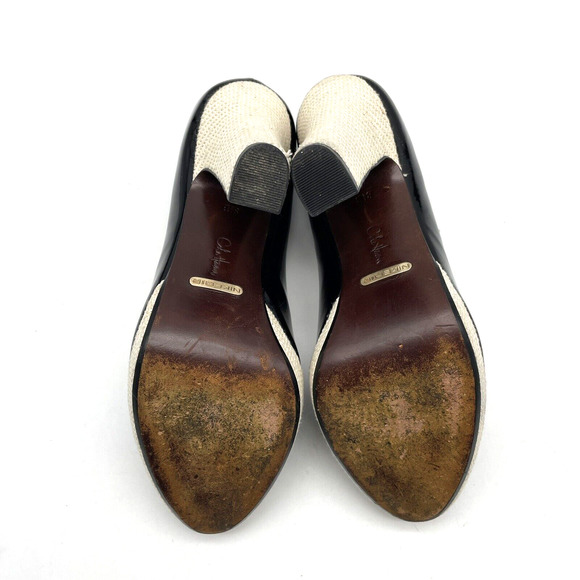 Cole Haan x NikeAir Black Patent Woven Platform Peep Toe Platform Heels 8.5B - Picture 16 of 16